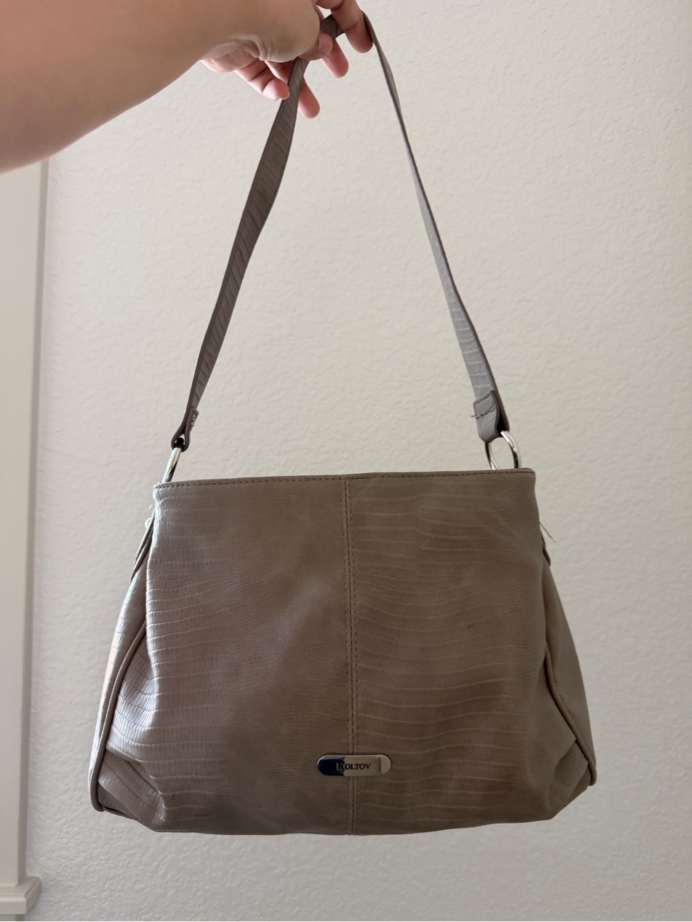 Koltov Taupe Shoulder Bag with Subtle Texture